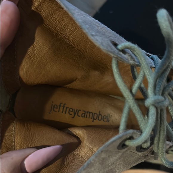 Jeffrey Campbell Green Tan Lace Up Boots with Suede Finish - Picture 2 of 5
